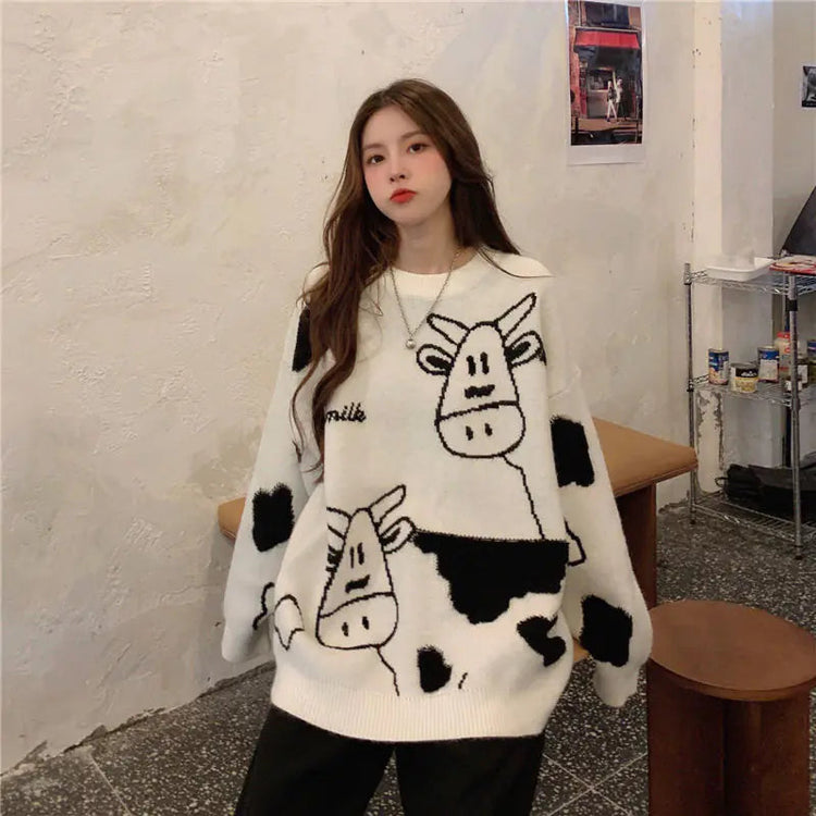 Korean Style Loose Pullover Sweater for Casual Wear kuppan