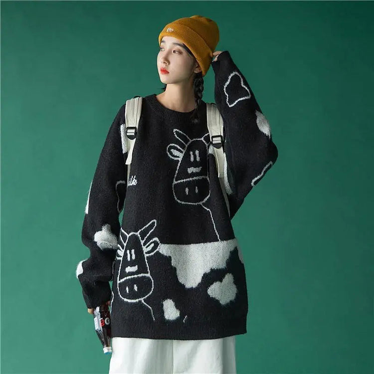 Korean Style Loose Pullover Sweater for Casual Wear kuppan