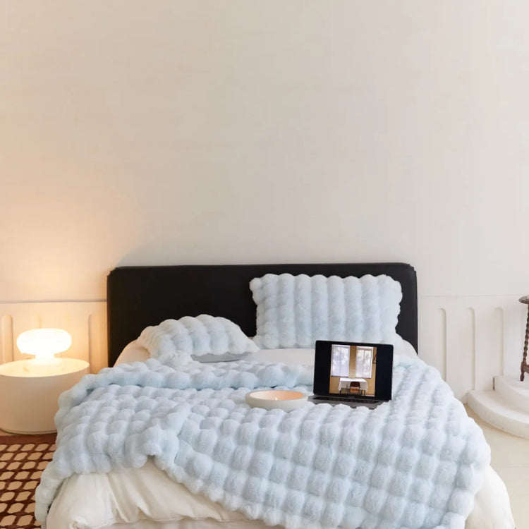 Super Comfort Oversized Warm Thick Bubble Luxury Plush Rabbit Faux Fur Throw Blanket, Fluffy Blanket,Soft Cozy Blanket for Couch Chair Bed Sofa Living Room,Brown 50&