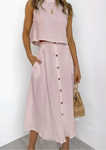 Solid Color Vest & Skirt Set kuppan