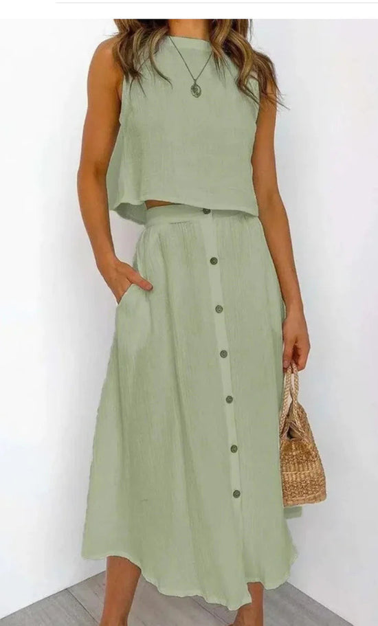 Solid Color Vest & Skirt Set kuppan