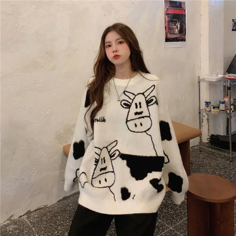 Korean Style Loose Pullover Sweater for Casual Wear kuppan