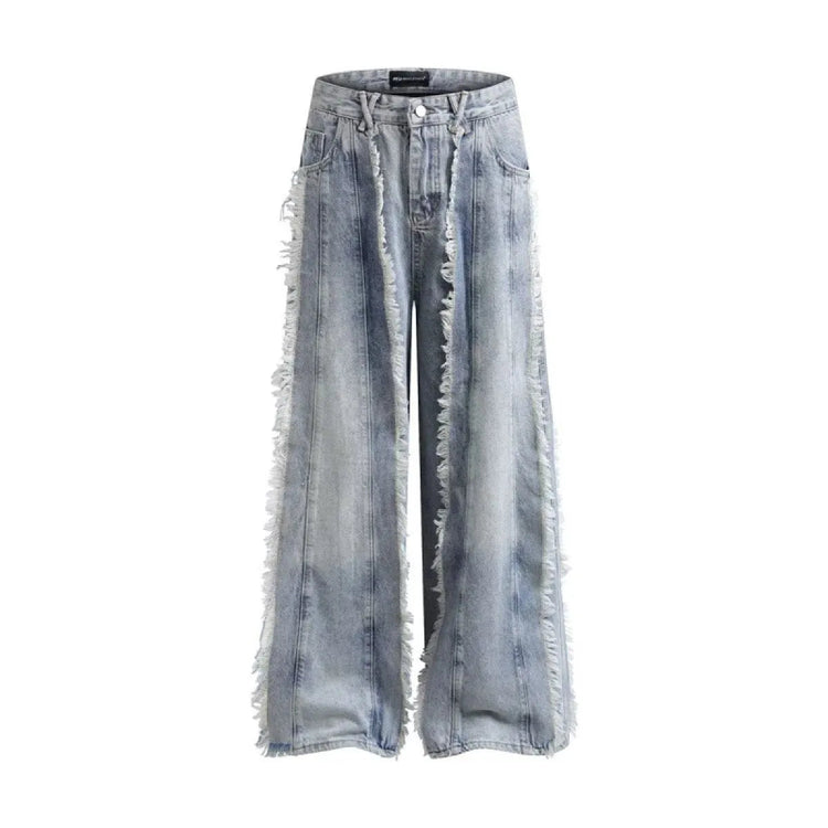 Jeans Destroyed Loose Burrs Wide Leg Bootcut Pants kuppan