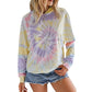 YOCUR Womens Tie Dye Crewneck Pullover Shirt Lightweight Sweatshirt Casual Loose Trendy Puff Sleeves Long Sleeve Tops