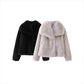 Polo Collar Faux Fur Short Coat kuppan