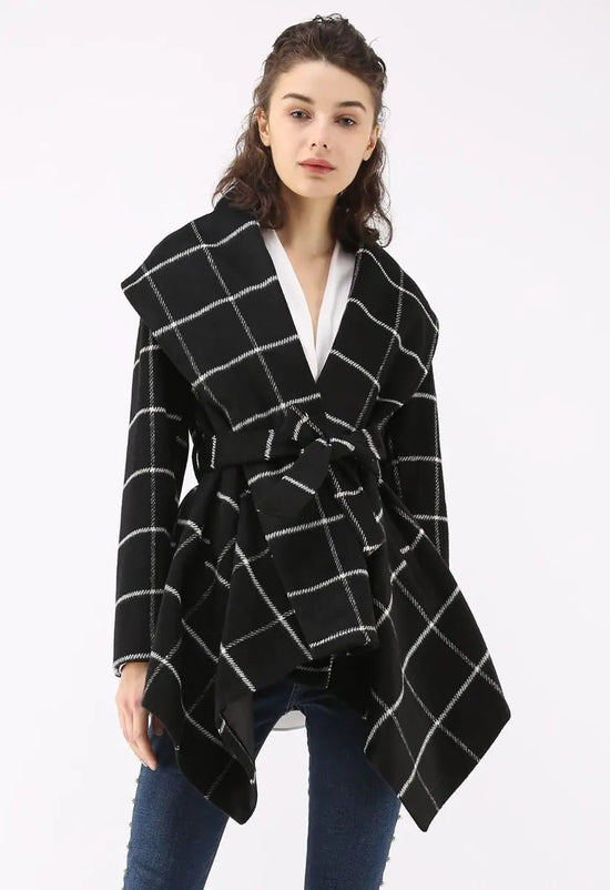 Plaid Woolen Coat for Women&