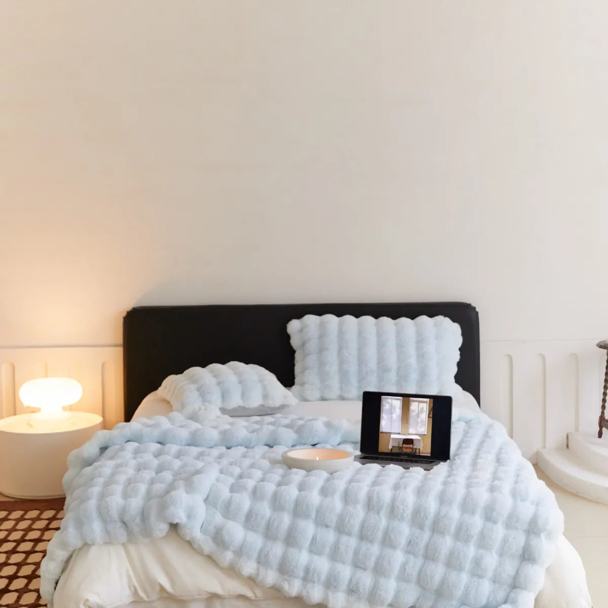 Super Comfort Oversized Warm Thick Bubble Luxury Plush Rabbit Faux Fur Throw Blanket, Fluffy Blanket,Soft Cozy Blanket for Couch Chair Bed Sofa Living Room,Brown 50&