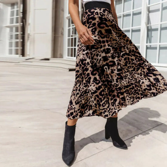 Leopard Print Sexy A-Line Mini Skirt for Women kuppan