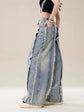 Jeans Destroyed Loose Burrs Wide Leg Bootcut Pants kuppan