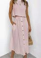 Solid Color Vest & Skirt Set kuppan