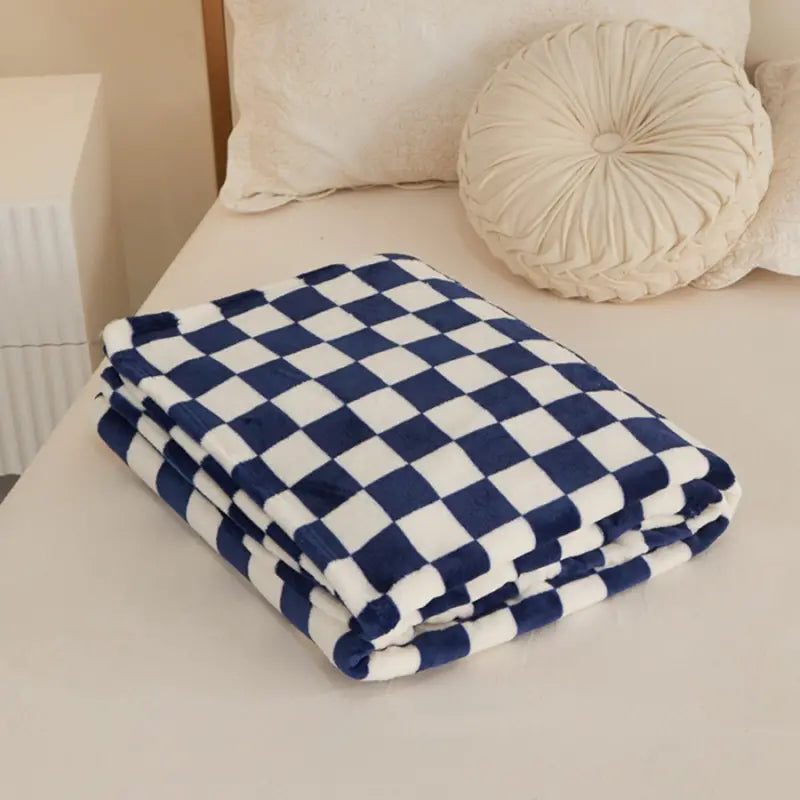 Blue & White Plaid Flannel Blanket kuppan
