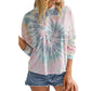 YOCUR Womens Tie Dye Crewneck Pullover Shirt Lightweight Sweatshirt Casual Loose Trendy Puff Sleeves Long Sleeve Tops