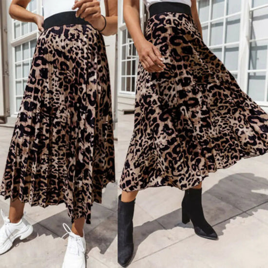 Leopard Print Sexy A-Line Mini Skirt for Women kuppan