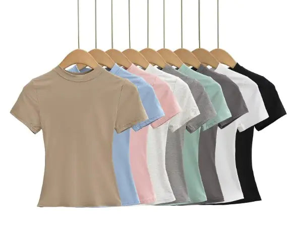 Solid Color Basic Style T-shirt kuppan